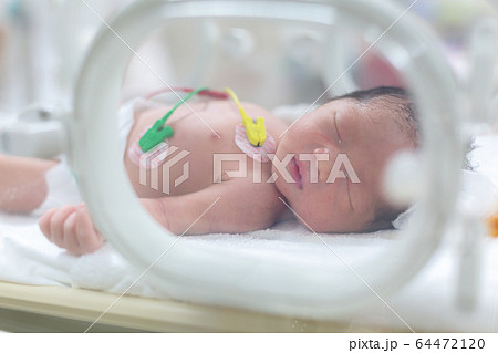 保育器で頑張る新生児 新生児 保育器 保育器で頑張る新生児 新生児 保育器 64472120