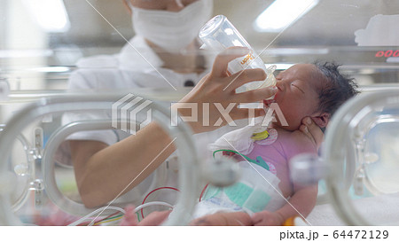 保育器で頑張る新生児 新生児 保育器 保育器で頑張る新生児 新生児 保育器 64472129