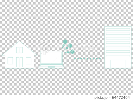 Telework illustration line only Telework illustration line only 64472404