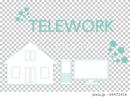 Telework illustration line only - Stock Illustration [64472416] - PIXTA