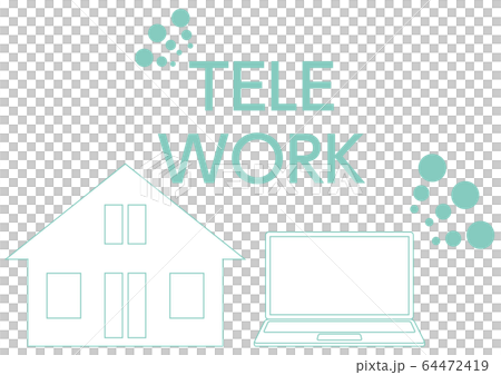 Telework illustration line only - Stock Illustration [64472419] - PIXTA
