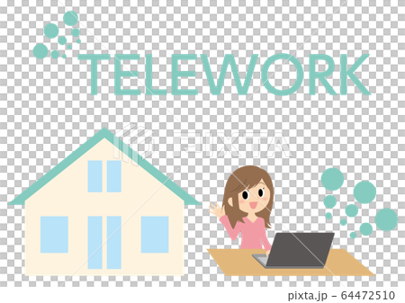 Telework woman illustration - Stock Illustration [64472510] - PIXTA