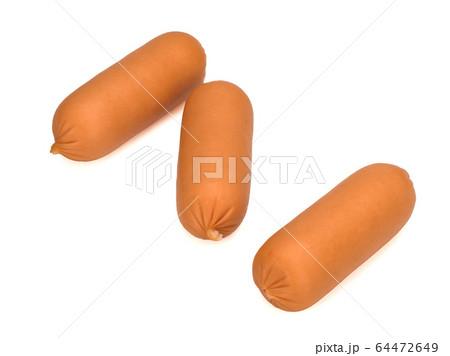 Three raw sausages isolated on white background Three raw sausages isolated on white background 64472649