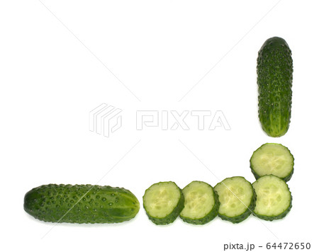 Cucumber and its slices isolated on white background Cucumber and its slices isolated on white background 64472650