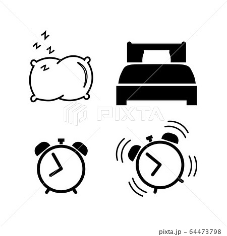 Sleep And Wake Up Icon Set Alarm Clock Pillowのイラスト素材