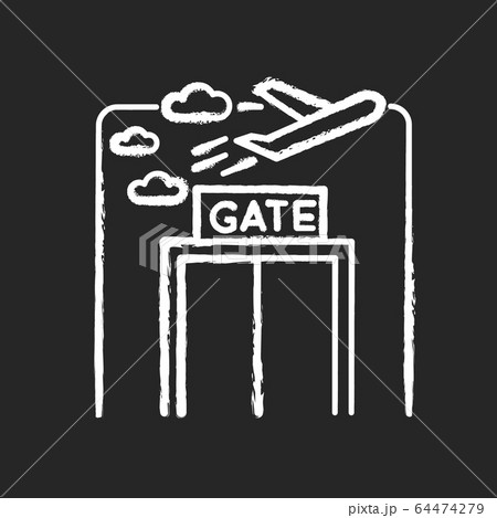 Airport Gate Chalk White Icon On Black のイラスト素材