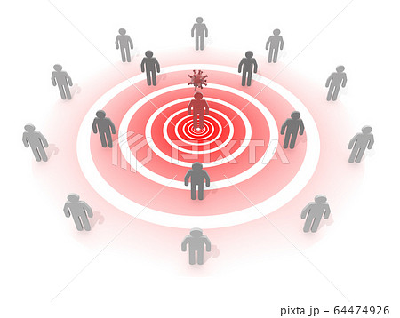 感染のリスクを考える。人とは距離を取る。安全な距離。3Dレンダリング 64474926