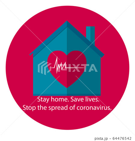 logo design home and heart, concept Stay home Save 64476542