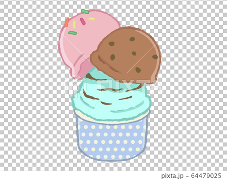 カップに入ったカラフルなアイスクリームのイラスト素材