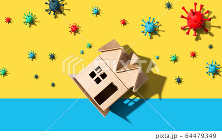 House with influenza and Coronavirus concept 64479349