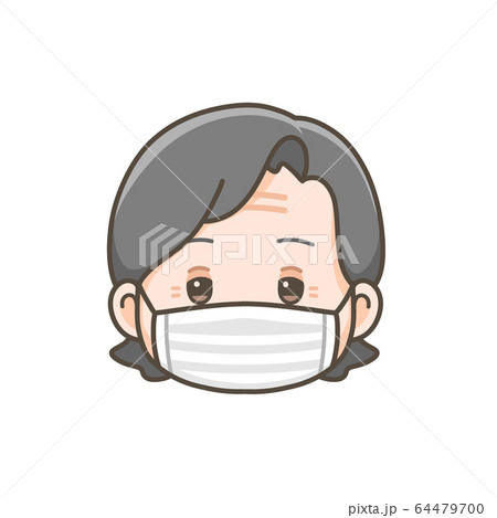 マスク姿の高齢女性のイラスト マスク姿の高齢女性のイラスト 64479700