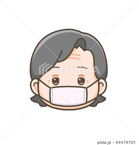布マスク姿の高齢女性のイラストのイラスト素材