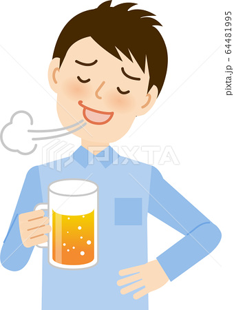 ビールを飲む若い男性のイラスト素材