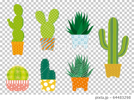 Cactus handwriting style illustration set B Cactus handwriting style illustration set B 64483298