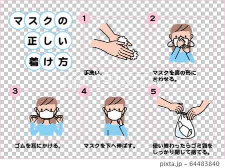 How to wear a correct mask Color prevention of spread of infectious diseases How to wear a correct mask Color prevention of spread of infectious diseases 64483840