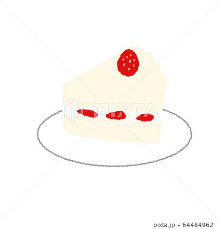 お皿にのった苺のショートケーキのイラスト素材