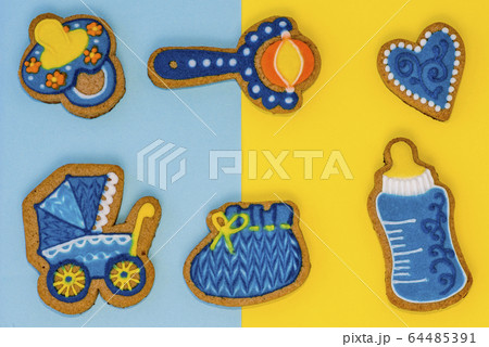 greeting card with newborn baked cookies on greeting card with newborn baked cookies on 64485391