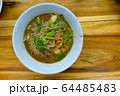 Noodle nam tok thai food on wooden table,Noodle thai food. 64485483