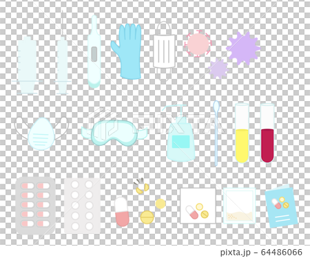 ウイルス対策のイラストセット 64486066