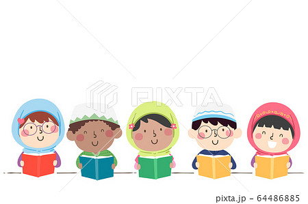 Kids Muslim Read Book Illustration 64486885