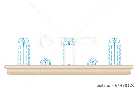 Flat vector illustration of long city fountain Flat vector illustration of long city fountain 64488120