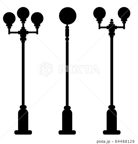 Streetlight vintage lamp silhouette isolated on Streetlight vintage lamp silhouette isolated on 64488129