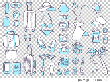 夏の旅行素材（青） 64488155