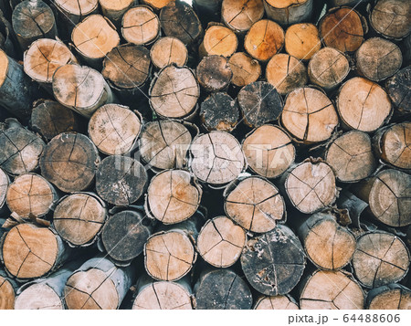 Log wood stack Farm barn storage warehouse Nature Background Log wood stack Farm barn storage warehouse Nature Background 64488606