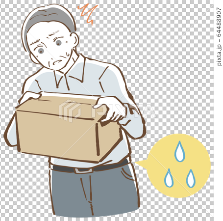 荷物を持った瞬間に尿漏れをしてしまった男性　イラスト 64488907