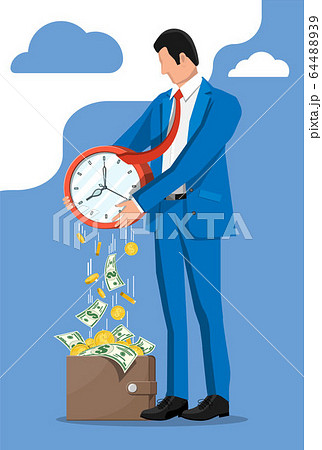 Leatner wallet, gold coins falling from clocks 64488939