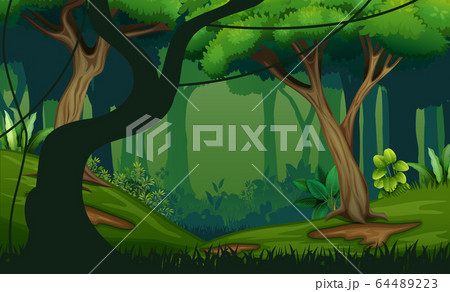 Illustration Of Landscape With Deep Jungleのイラスト素材