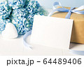 Close up of empty white greeting card  with brown 64489406