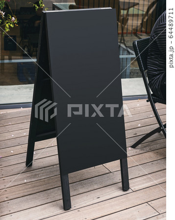 Mock up Menu Blank Blackboard sign stand Front Shop Cafe  64489711