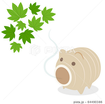 豚の蚊取り線香 青紅葉のイラスト素材