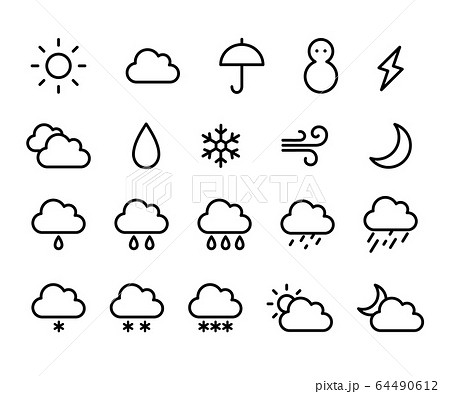 天気のアイコンのセット イラスト かわいいのイラスト素材 64490612 Pixta