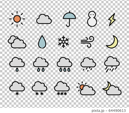 天気のアイコンのセット イラスト かわいいのイラスト素材