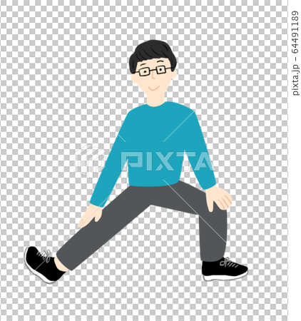 体操をする男性 体操をする男性 64491189