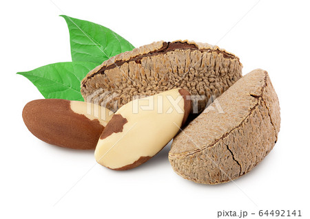 Brasil nuts in nutshell isolated on white background with clipping path and full depth of field. Brasil nuts in nutshell isolated on white background with clipping path and full depth of field. 64492141