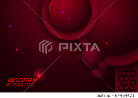 Dark red texture composition with a gradient, round frame, curly structure 64494473