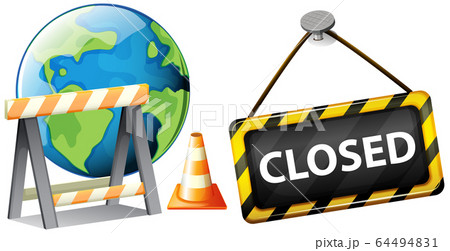 Poster design for coronavirus theme with closed 64494831