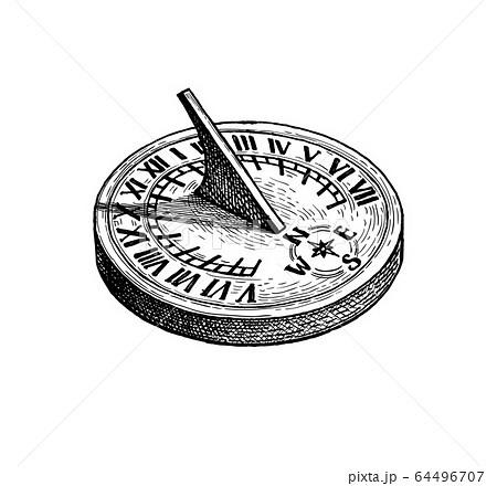 Ink sketch of sundial. Ink sketch of sundial. 64496707