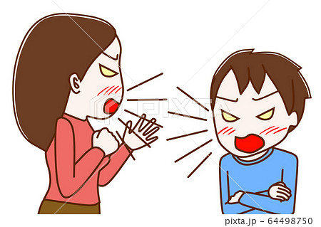 反抗期の少年と喧嘩する母 64498750