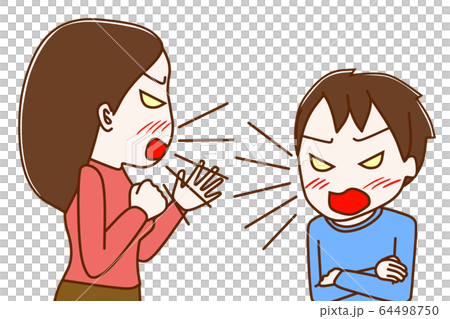 反抗期の少年と喧嘩する母 64498750