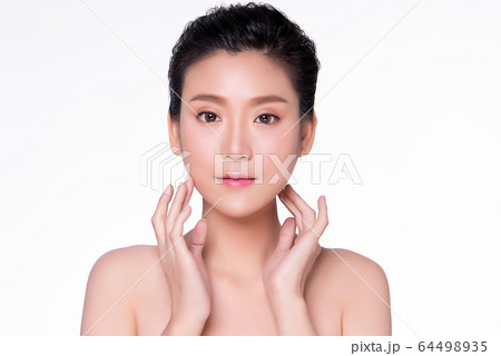 Beautiful Young Asian Woman with Clean Fresh Skin. Beautiful Young Asian Woman with Clean Fresh Skin. 64498935