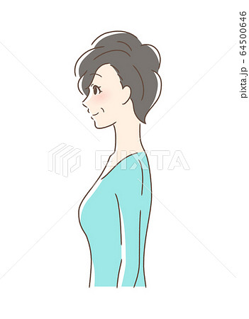 笑顔な女性の横顔のイラスト素材