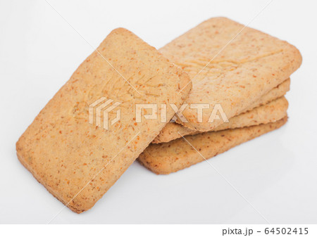 Stack of square organic crispy wheat and five Stack of square organic crispy wheat and five 64502415