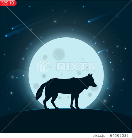 Silhouette of a deer with moonlight and stars. Silhouette of a deer with moonlight and stars. 64503085