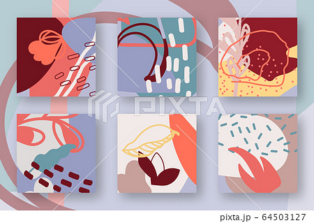 Abstract floral backgrounds square art vector set 64503127