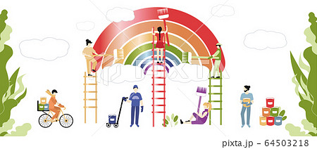 Hope Coronavirus Rainbow concept. Motivational Hope Coronavirus Rainbow concept. Motivational 64503218