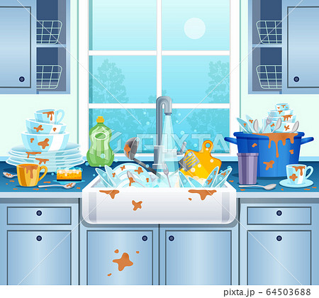 Dirty Kitchen Background - Stock Illustration [64503688] - PIXTA